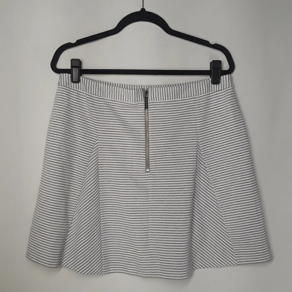 MICHAEL Michael Kors Large Skater White and Gray Striped Skirt